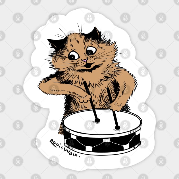 Drummer Cat Sticker by KarwilbeDesigns